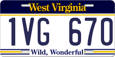 WV license plate 1VG670