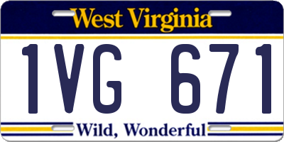 WV license plate 1VG671