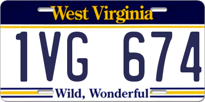 WV license plate 1VG674