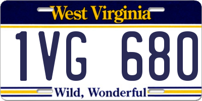 WV license plate 1VG680
