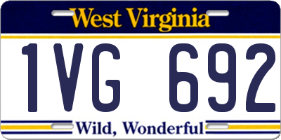 WV license plate 1VG692