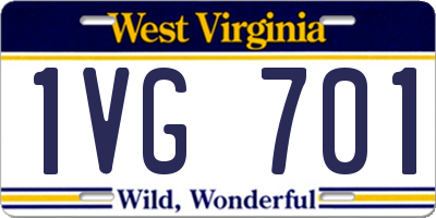 WV license plate 1VG701