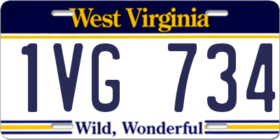 WV license plate 1VG734