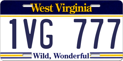 WV license plate 1VG777