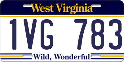 WV license plate 1VG783