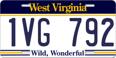 WV license plate 1VG792