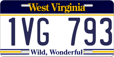 WV license plate 1VG793