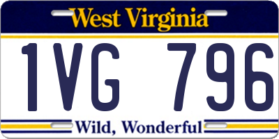 WV license plate 1VG796
