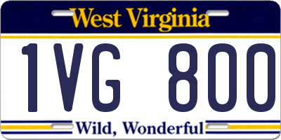 WV license plate 1VG800