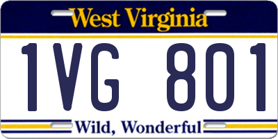 WV license plate 1VG801
