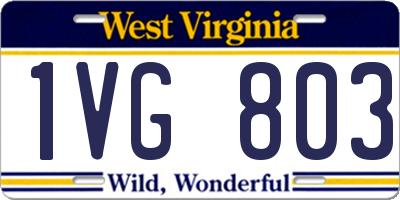 WV license plate 1VG803