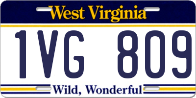 WV license plate 1VG809