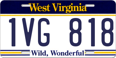 WV license plate 1VG818
