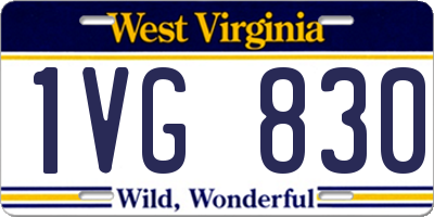 WV license plate 1VG830