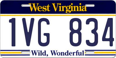 WV license plate 1VG834