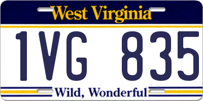 WV license plate 1VG835