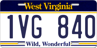 WV license plate 1VG840