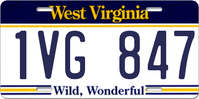 WV license plate 1VG847