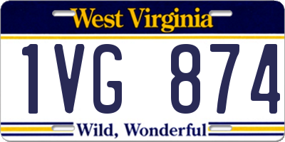 WV license plate 1VG874