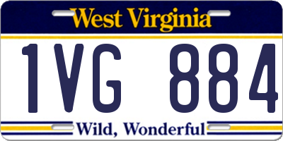 WV license plate 1VG884