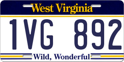 WV license plate 1VG892