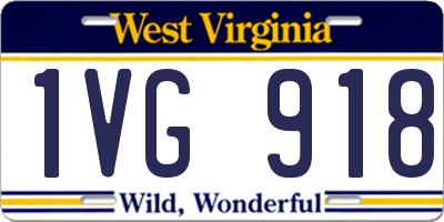 WV license plate 1VG918