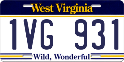 WV license plate 1VG931