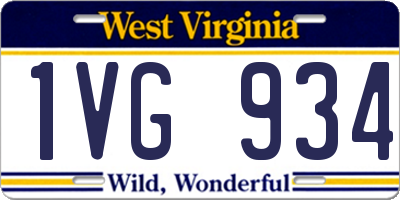 WV license plate 1VG934