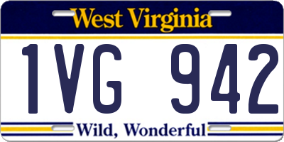 WV license plate 1VG942