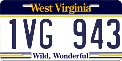 WV license plate 1VG943