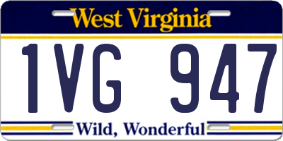 WV license plate 1VG947