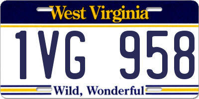 WV license plate 1VG958