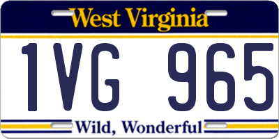 WV license plate 1VG965
