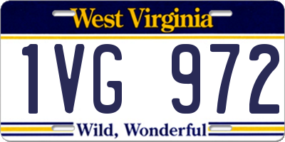 WV license plate 1VG972
