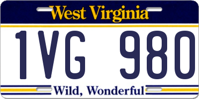 WV license plate 1VG980
