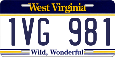 WV license plate 1VG981