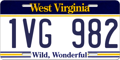 WV license plate 1VG982
