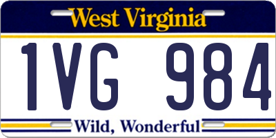 WV license plate 1VG984