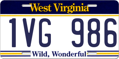 WV license plate 1VG986