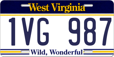 WV license plate 1VG987