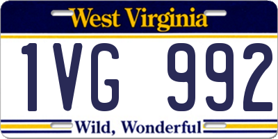 WV license plate 1VG992