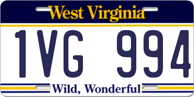 WV license plate 1VG994