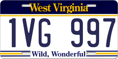 WV license plate 1VG997