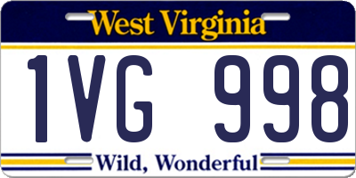 WV license plate 1VG998