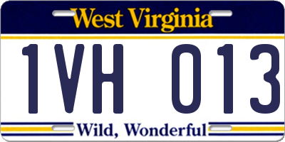 WV license plate 1VH013