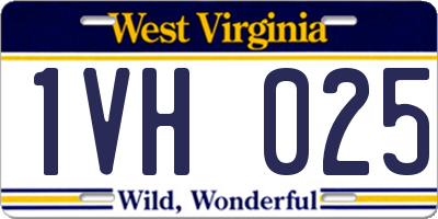 WV license plate 1VH025