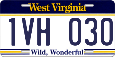 WV license plate 1VH030