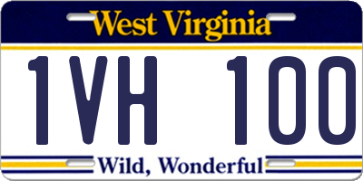 WV license plate 1VH100