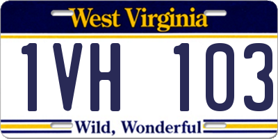WV license plate 1VH103