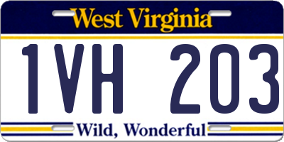 WV license plate 1VH203